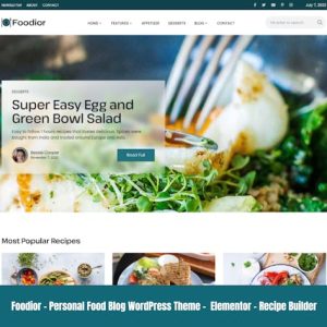 Foodior – Personal Food Blog WordPress Theme Plugin Version:1.0